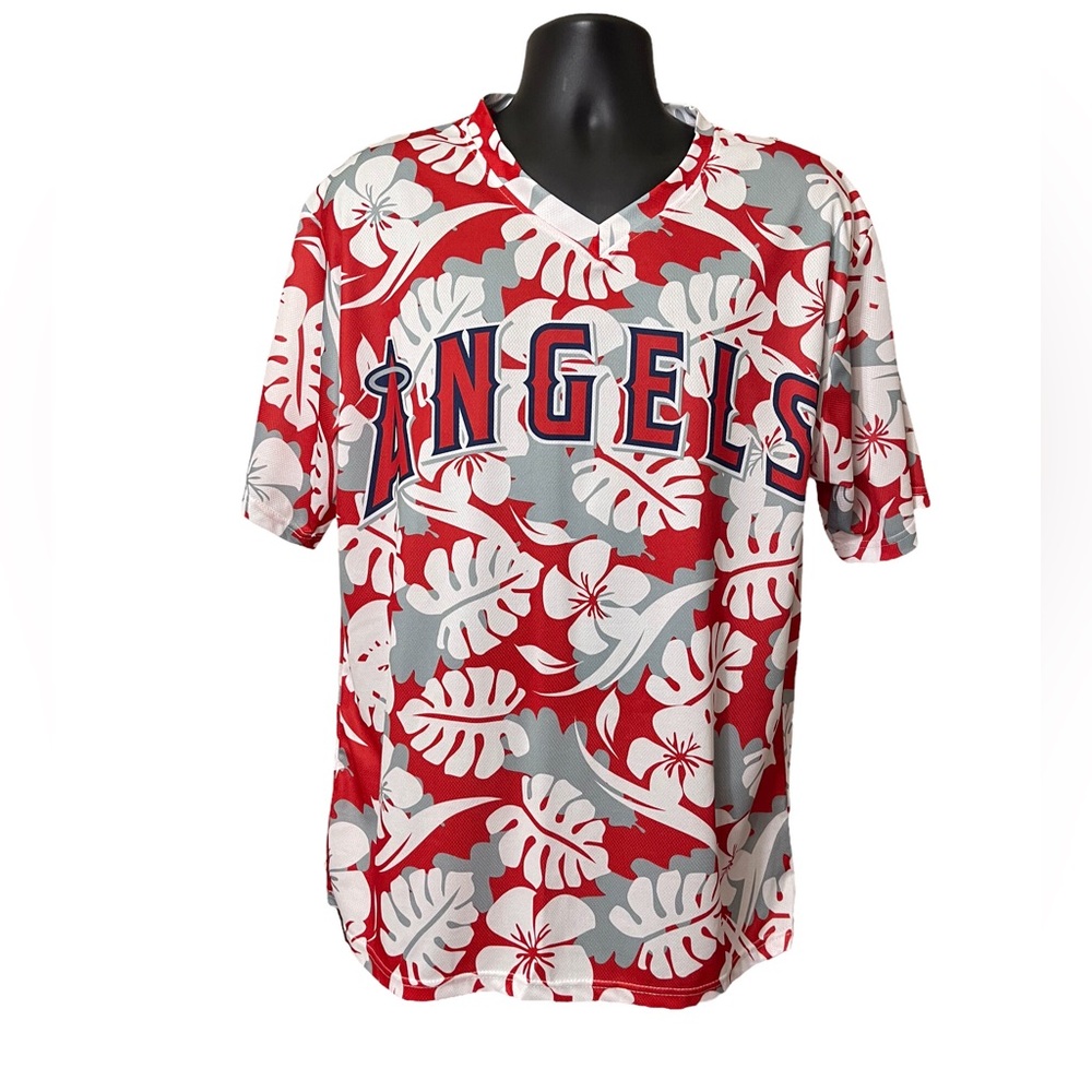 Angels Baseball Hawaiian style floral shirt size XL
